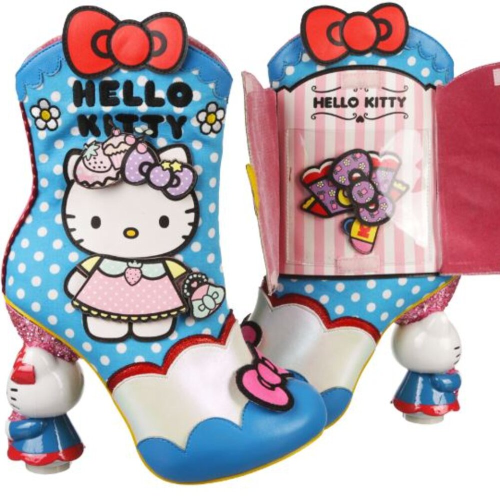 Irregular Choice Hello Kitty Dress Up Character Heel Boots Size 39 Rare Collab - Picture 10 of 10